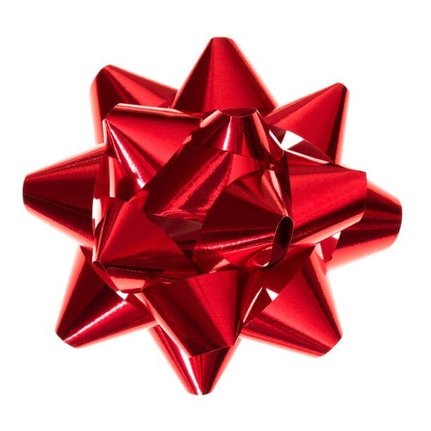 laço vermelho isolado - bow christmas gift holiday - fotografias e filmes do acervo