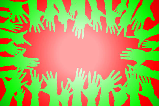 hands up colorful, night party fun or volunteer agree play together communication for gay lesbian homosexual greeting concept. vector art illustration