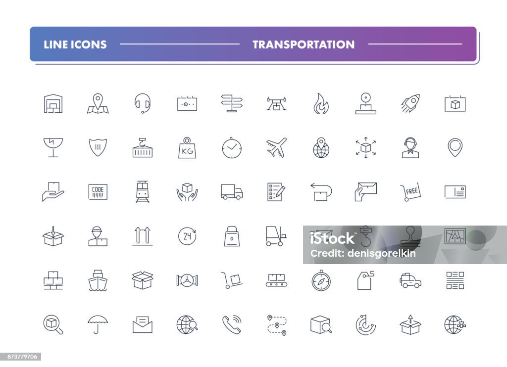 Set of 60 line icons. Transportation Set of 60 line icons. Transportation collection. Vector illustration for shipping, delivery and logistics Icon Symbol stock vector