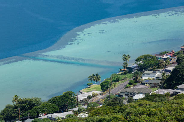 Seascape Kaneohe Bay Oahu stock photo