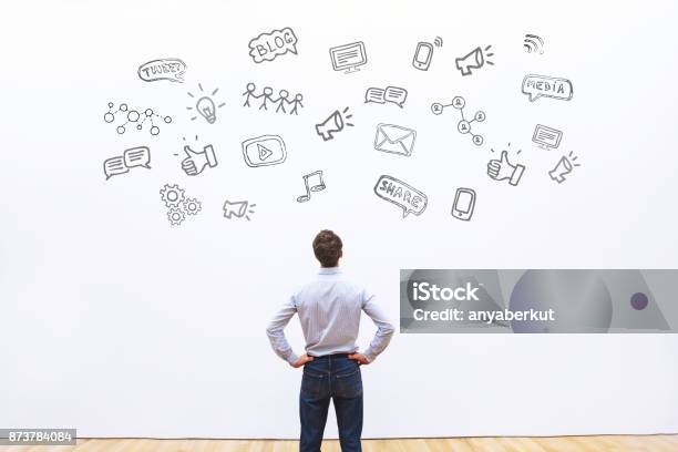 Social Media Concept Stock Photo - Download Image Now - Marketing, Contented Emotion, Internet
