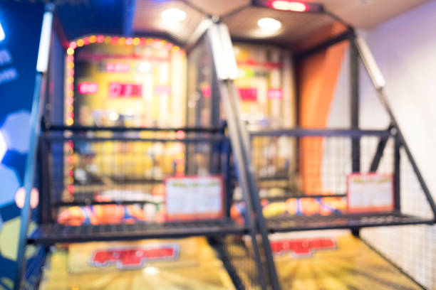 Abstract blur basketball game conner in game center as background
