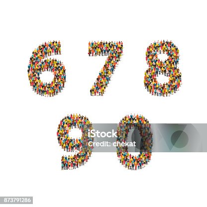istock Group of people standing in different digital figures 873791286