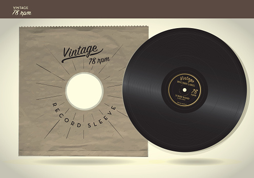 Vintage 78rpm record and paper sleeve design template. Fully editable.