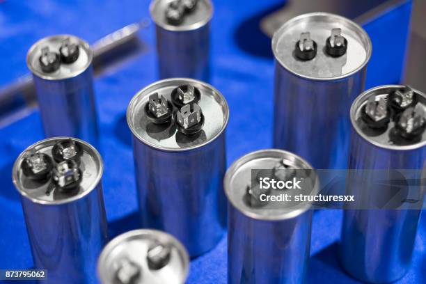 Aluminium Can Type Film Capacitors Stock Photo - Download Image Now - Capacitor, Container, Business Finance and Industry