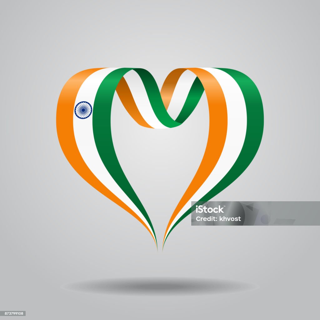 Indian flag heart-shaped ribbon. Vector illustration. Indian flag heart-shaped wavy ribbon. Vector illustration. Abstract stock vector