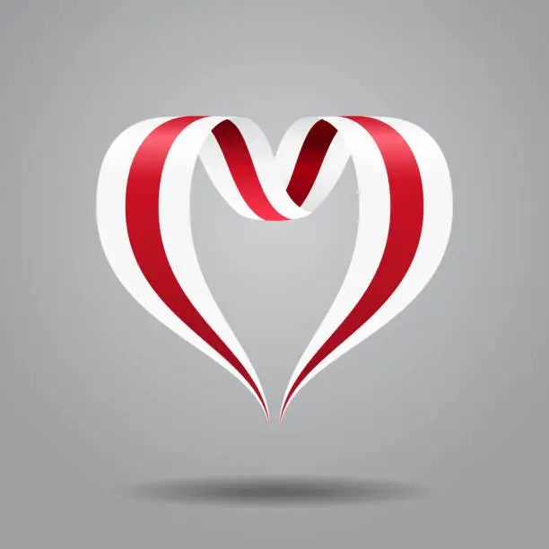 Vector illustration of Belarusian flag heart-shaped ribbon. Vector illustration.