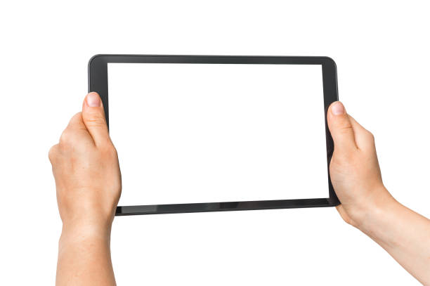 istock Tablet with blank white screen in female hands 873803148