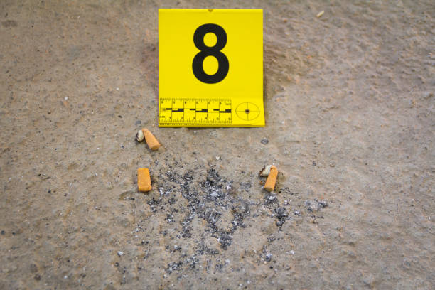 Crime scene Cigarette butt found on the floor revenge photos stock pictures, royalty-free photos & images