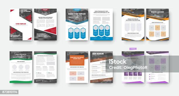 Set Of Flyer Templates With A Place For Photos And Various Geometric Design Elements Stock Illustration - Download Image Now
