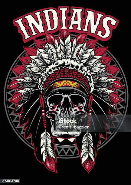 Skull Of Native American Warrior Stock Illustration - Download Image Now - Chief - Leader, Courage, Agricultural Field