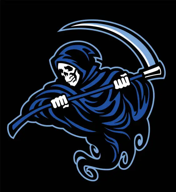 Vector illustration of skull of grim reaper with the sickle