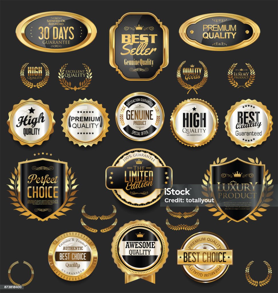 Premium Collection Label Premium Quality Retro Vintage Labels Collection Stock Illustration ...