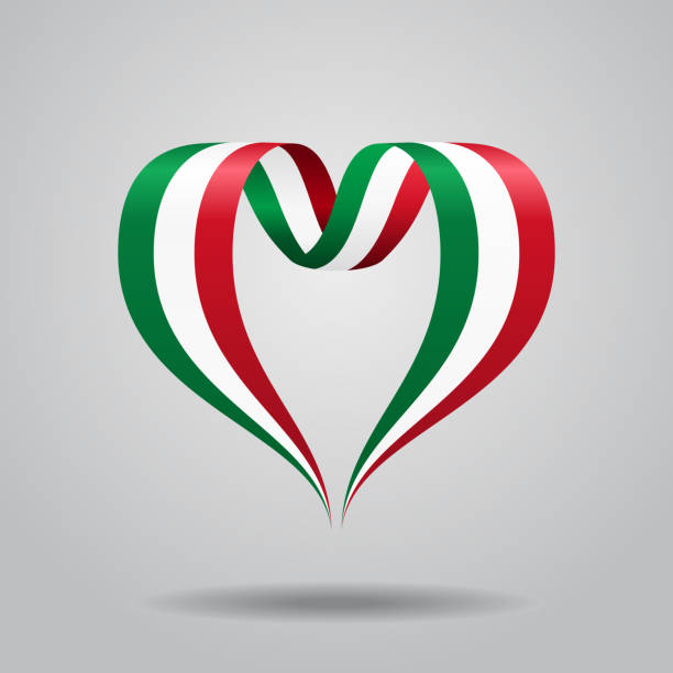 Italian flag heart-shaped ribbon. Vector illustration. Italian flag heart-shaped wavy ribbon. Vector illustration. italy flag drawing stock illustrations