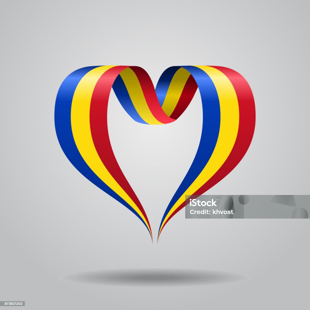 Romanian flag heart-shaped ribbon. Vector illustration. Romanian flag heart-shaped wavy ribbon. Vector illustration. Romanian Flag stock vector