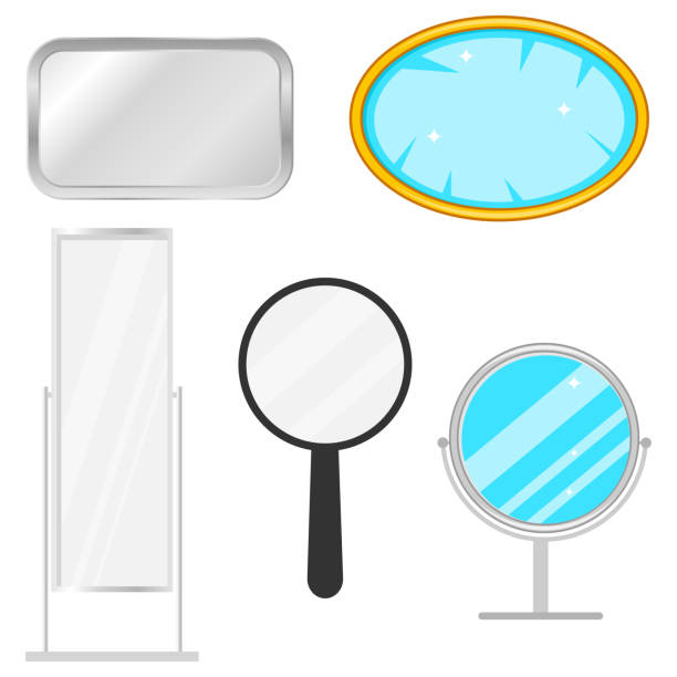 A set of mirrors. A set of mirrors. Flat design, vector illustration, vector. vanity mirror stock illustrations