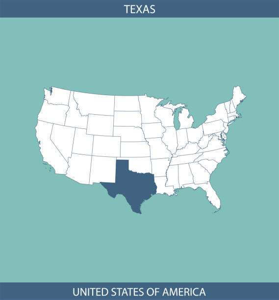 istock United States map vector outline illustration with highlighted state of Texas in a creative blue background 873830062
