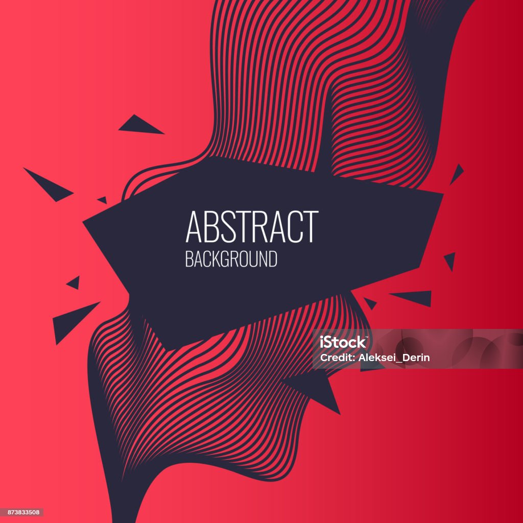 Bright abstract background with a dynamic waves and triangle in a minimalist style - Royalty-free Abstrato arte vetorial
