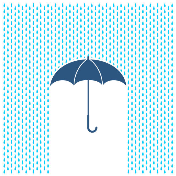 ilustraciones, imágenes clip art, dibujos animados e iconos de stock de paraguas con la ilustración de la lluvia. gotas de agua de lluvia y paraguas protección. - umbrella