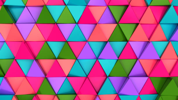istock Pattern of green, red, purple and blue triangle prisms 873834282