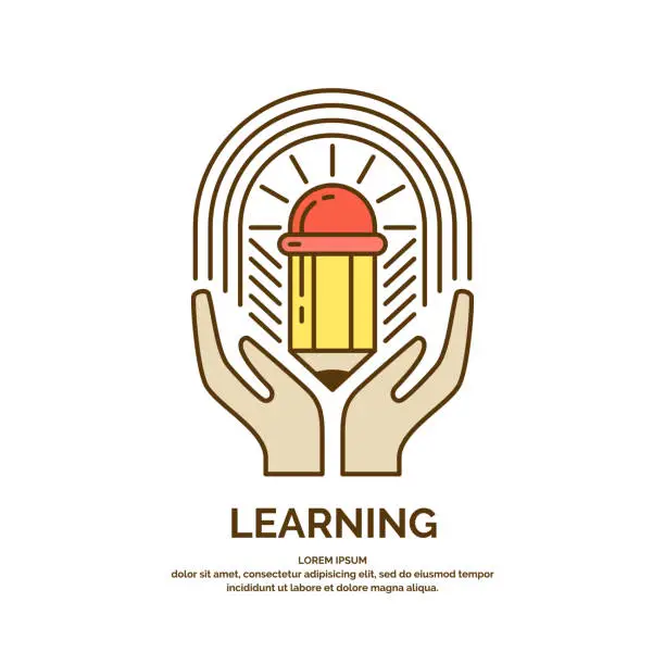 Vector illustration of Modern linear illustration on the theme of Education