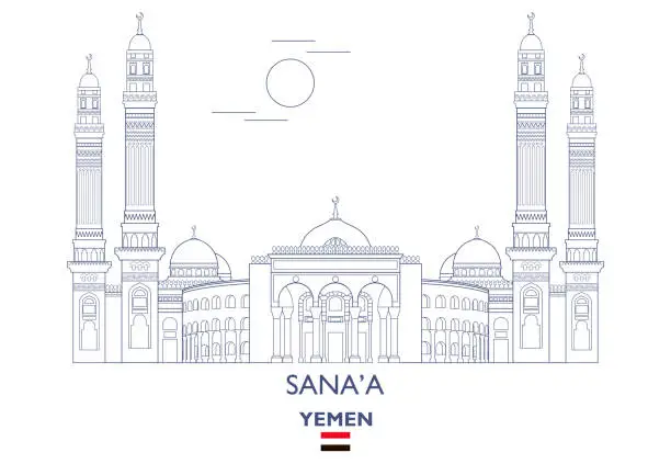 Vector illustration of Sanaa City Skyline, Yemen