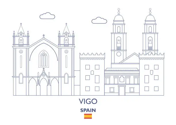 Vector illustration of Vigo City Skyline, Spain