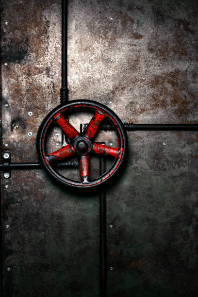 istock The red valve on the door. 873842358