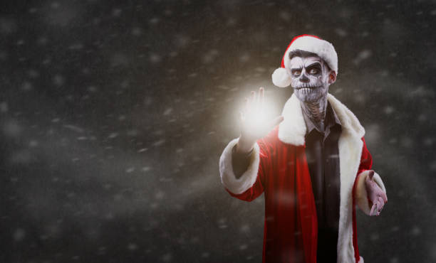 Santa Claus Is A Wizard With A Skull On Christmas Stock Photo
