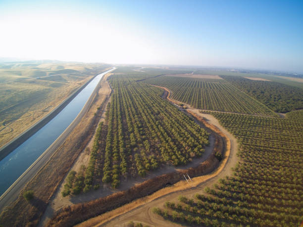 istock Aerial view above California aqueduct 873854408