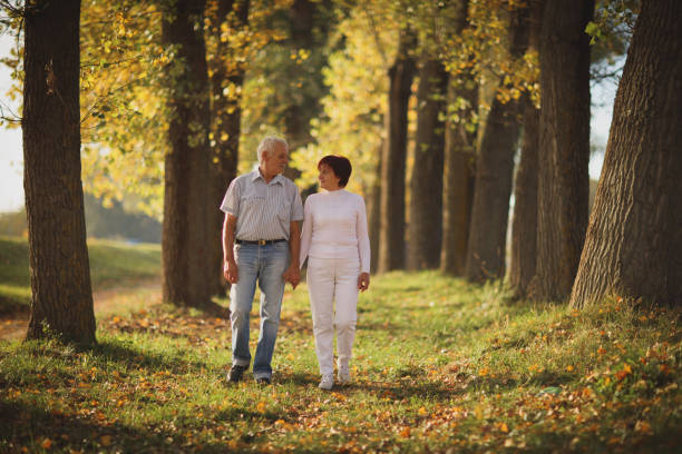 istock Senior couple enjoying autumn walk 873856744