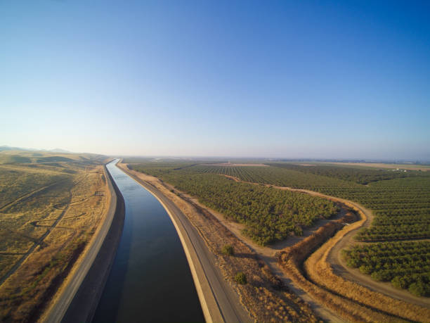 istock Aerial view above California aqueduct 873857734