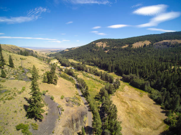 istock Drone image of Mountain landscape with forested hills 873858502