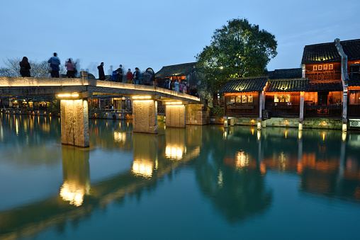 Wuzhen, China - March Night scene of Wuzhen on March 24, 2016 in Wuzhen, China. Wuzhen is a historic scenic town, located in northern Zhejiang Province, China