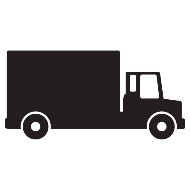 illustrazioni stock, clip art, cartoni animati e icone di tendenza di icona del veicolo commerciale - camion