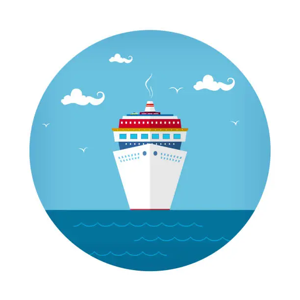 Vector illustration of Front View of the Cruise Ship