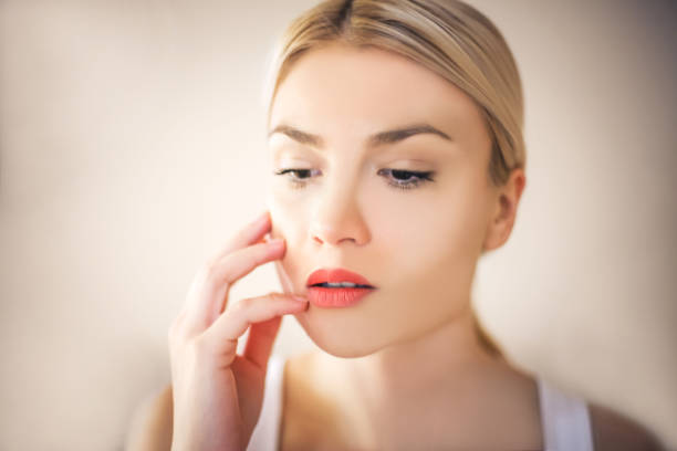 istock Young woman with beauty face. 873865250