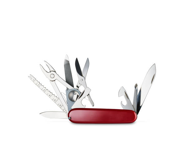 istock Swiss knife open on black background 873870662
