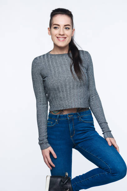istock Smiling funky woman looking to the side 873873648