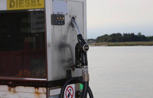 istock Old gas pump for filling ships 873875058