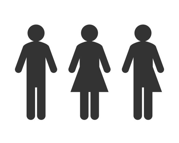Transgender or unisex pictogram concept Male and female symbol with transgender or unisex pictogram as genderblend concept gender stereotypes stock illustrations