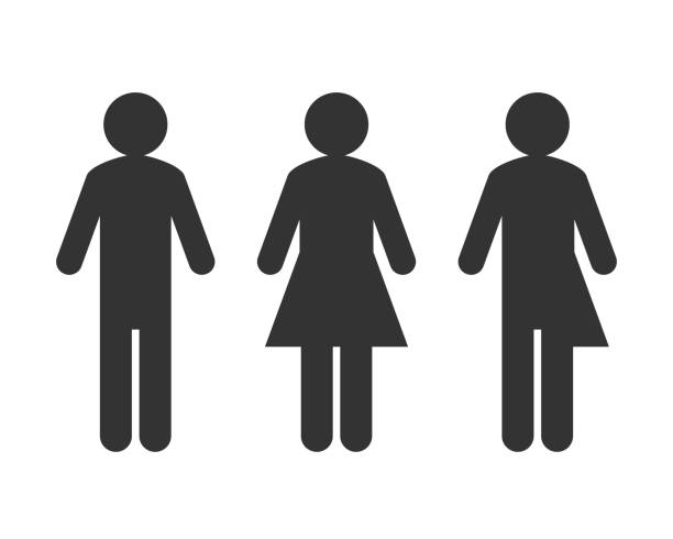 Transgender or unisex pictogram concept Male and female symbol with transgender or unisex pictogram as genderblend concept public restroom stock illustrations