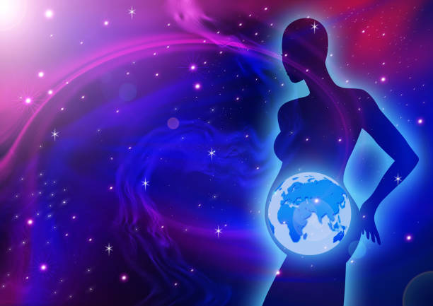 matka ziemia - human pregnancy earth globe mother stock illustrations