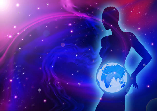 мать-земля - human pregnancy earth globe mother stock illustrations