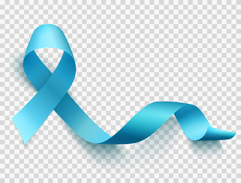 Realistic blue ribbon, world prostate cancer day symbol in november, vector illustration.