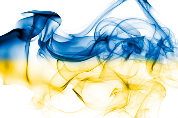 istock Ukraine national smoke flag 873898120
