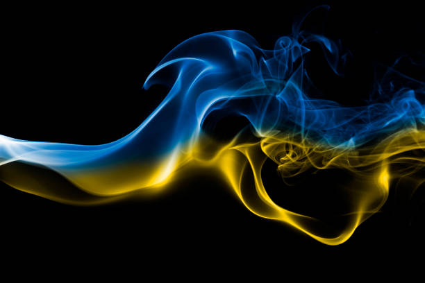 istock Ukraine national smoke flag 873898176
