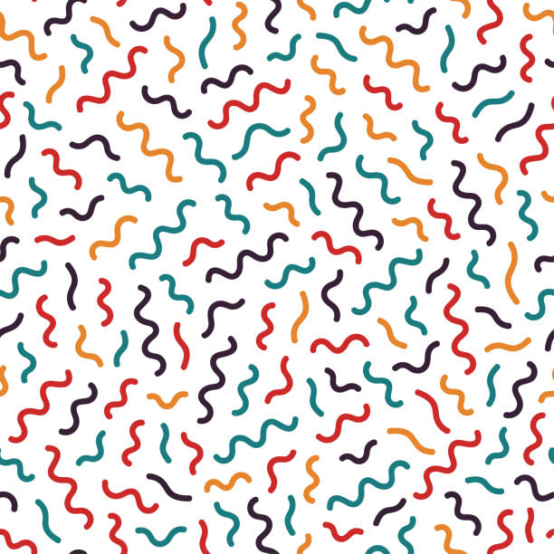 Colorful seamless retro pattern - curves mosaic texture. Fashion design 80-90s Colorful seamless retro pattern - curves mosaic texture. Fashion design 80-90s. clothing illustrations stock illustrations