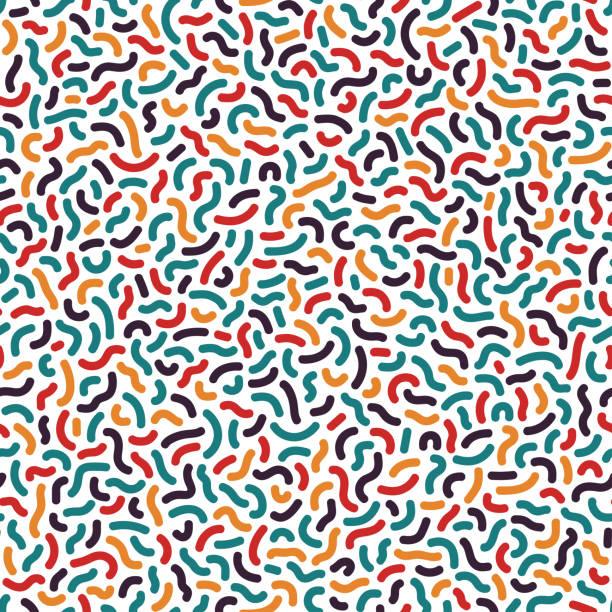 다채로운 원활한 패턴-레트로 스타일입니다. 80-90 년대 패션입니다. 밝은 곡선 모자이크 텍스처 - memphis tennessee 이미지 stock illustrations