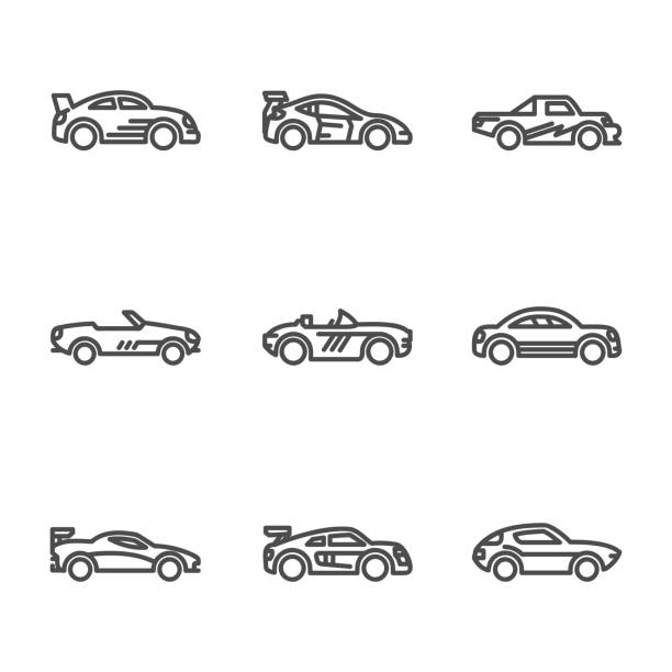 線形の車のアイコン - スポーツカー点のイラスト素材／クリップアート素材／マンガ素材／アイコン素材